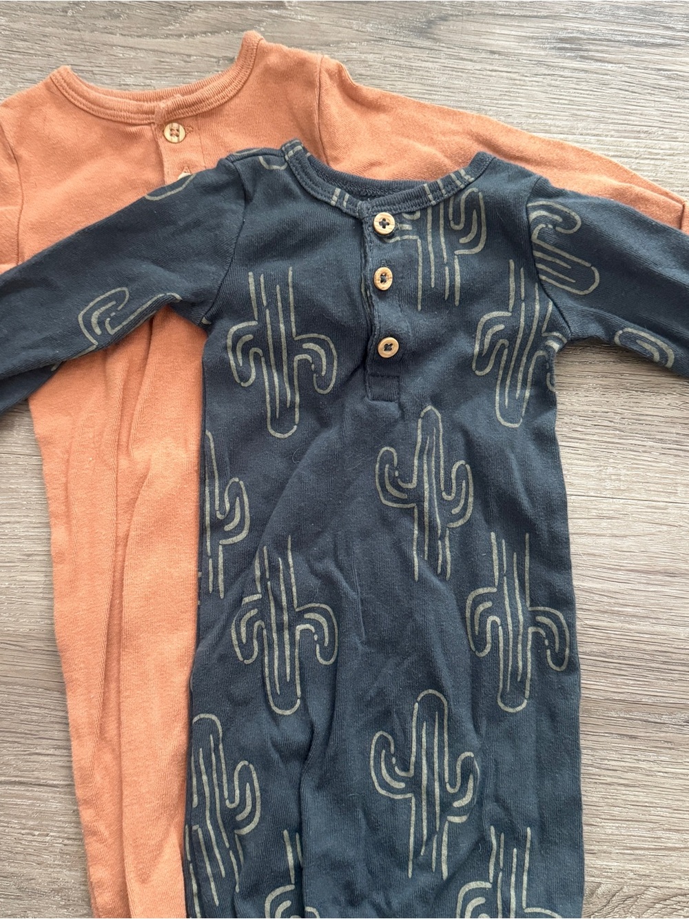 Set of Two Baby Rompers - Charcoal Cactus & Rust